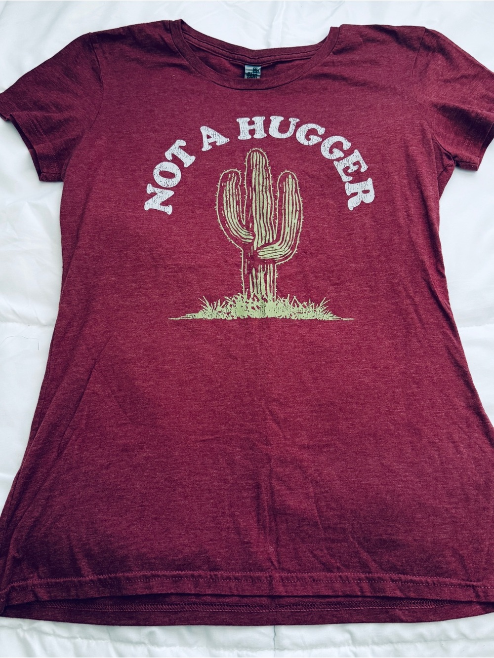 Instant Message - Not A Hugger Cactus Graphic Tee - Maroon